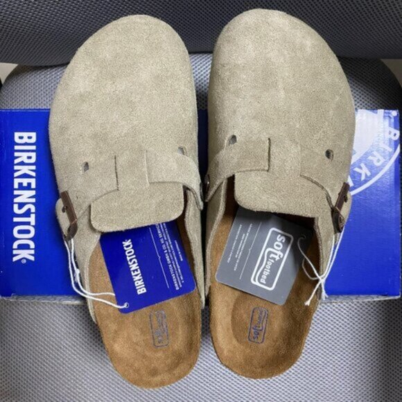 Birkenstock Boston Suede Leather Taupe - Picture 1 of 6